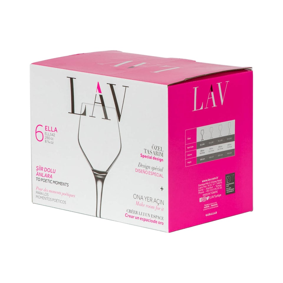 image 1 of LAV Ella White Wine Glasses - 260ml - Pack of 6