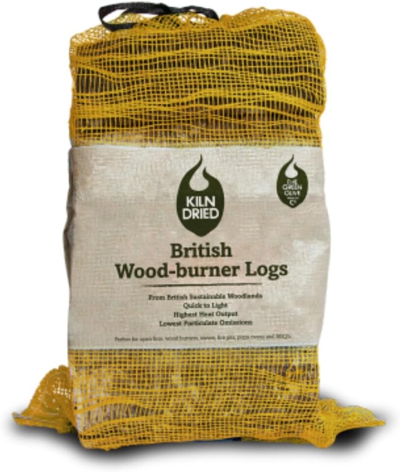 image 1 of Green Olive Kiln Dried Logs (6kg or 27Litre) for Wood Burners, Log Burner Stoves, Camping Fire Pit and Stoves, Low Moisture, Long-Lasting, High Heat, UK Firewood | Brown | 6 | 1
