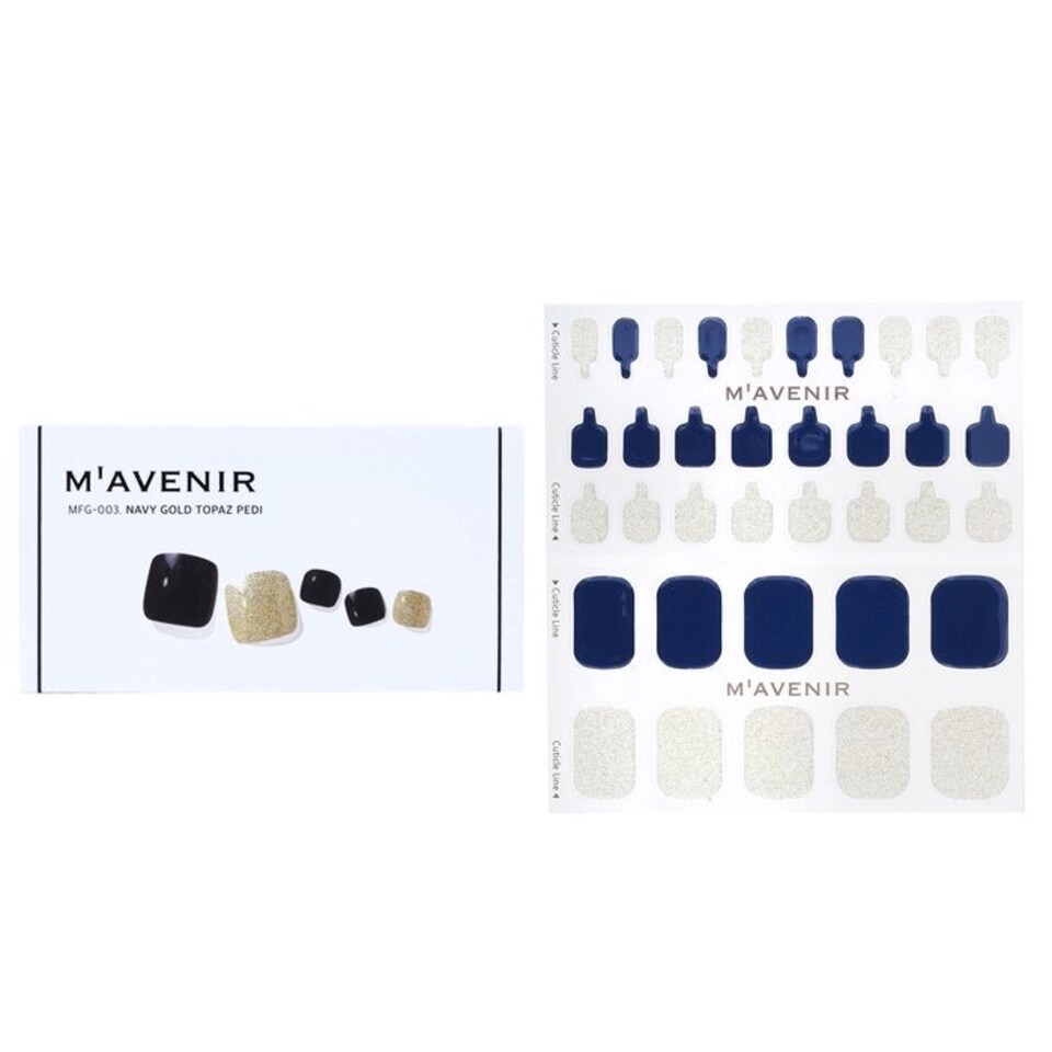 image 1 of Nail Sticker (blue) - # Navy Gold Topaz Pedi - 36pcs Blue