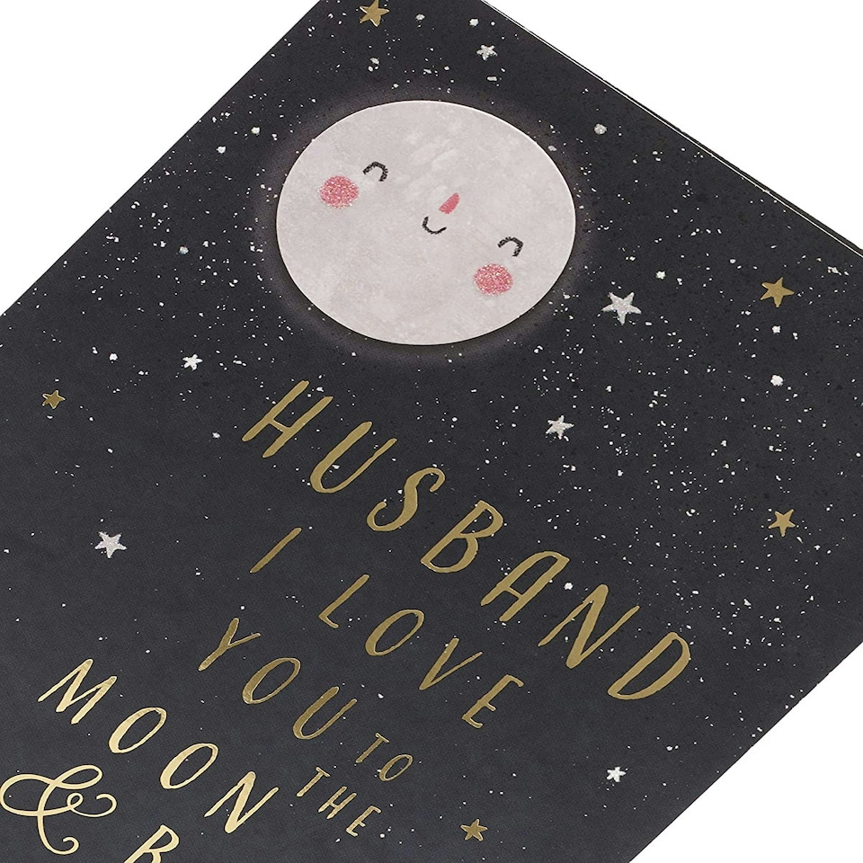 image 1 of Husband Anniversary Card I Love You to The Moon and Back Watermark