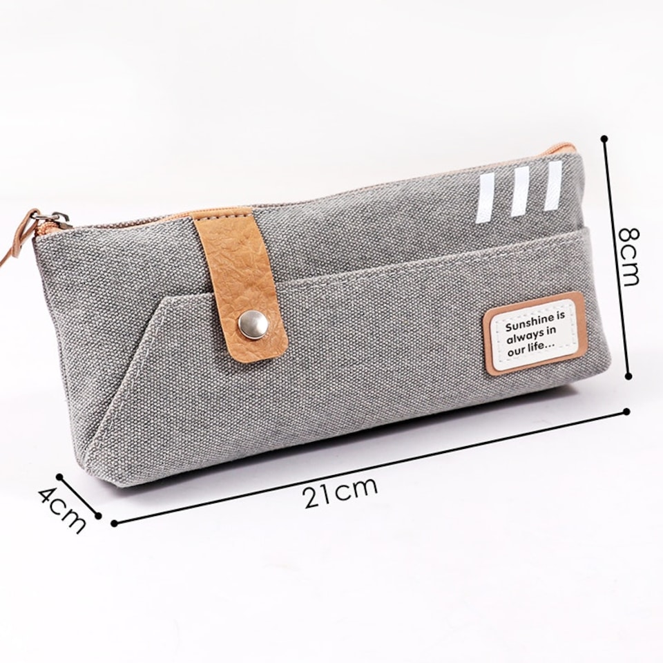 image 1 of Trendy Canvas Design Quote Zip Pencil Case Case