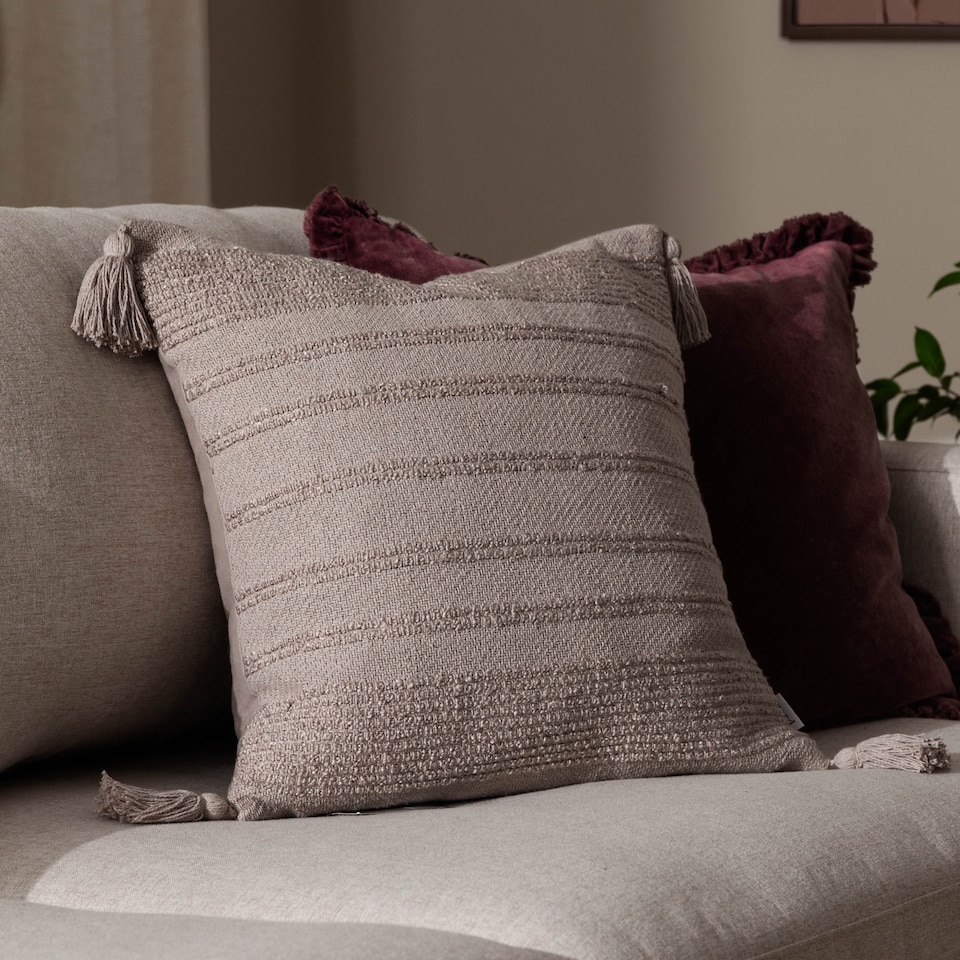 image 1 of Yard Larch Woven Cushion, Stone, 45 x 45cm
