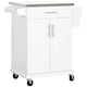 image 1 of HOMCOM Rolling Kitchen Cart Storage Trolley with Drawer Towel Rail Steel White