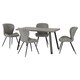 image 1 of Quebec Wave Edge Medium Dining Table Set with 4 Chairs Black | Concrete Effect/Grey