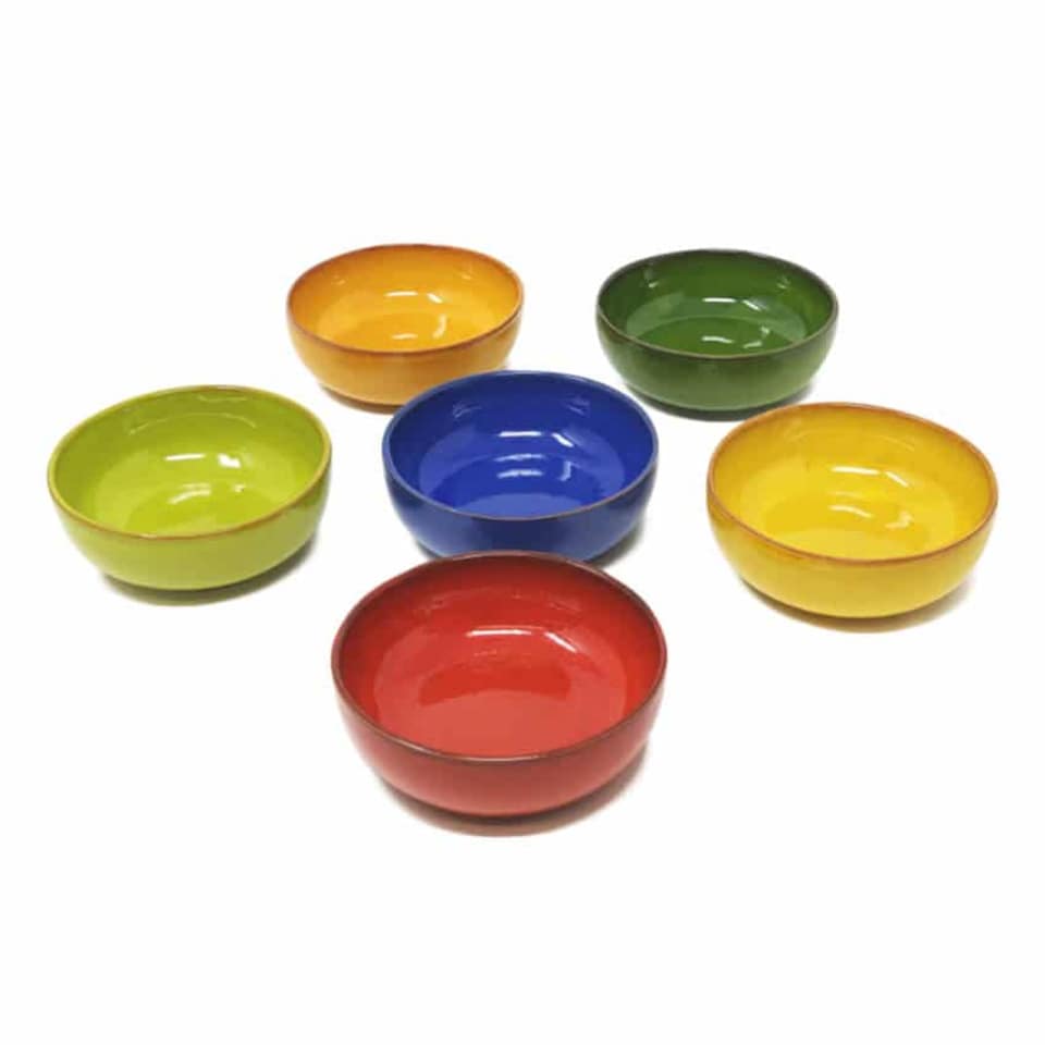 image 1 of Verano Spanish Ceramics Selena Glazed Set of 6 Small Bowls - Blue 10cm