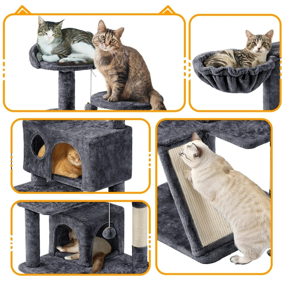 image 1 of Yaheetech 146 cm Multilevel Indoor Cat Tree Tower for Kittens Dark Grey