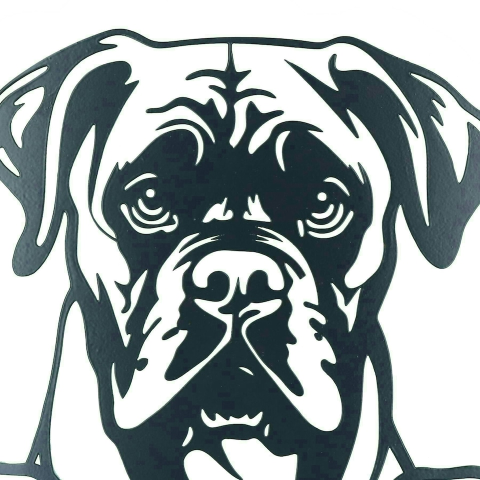image 1 of Black Metal Peeking Boxer Silhouette with Fixing Plate Garden Ornament Gift
