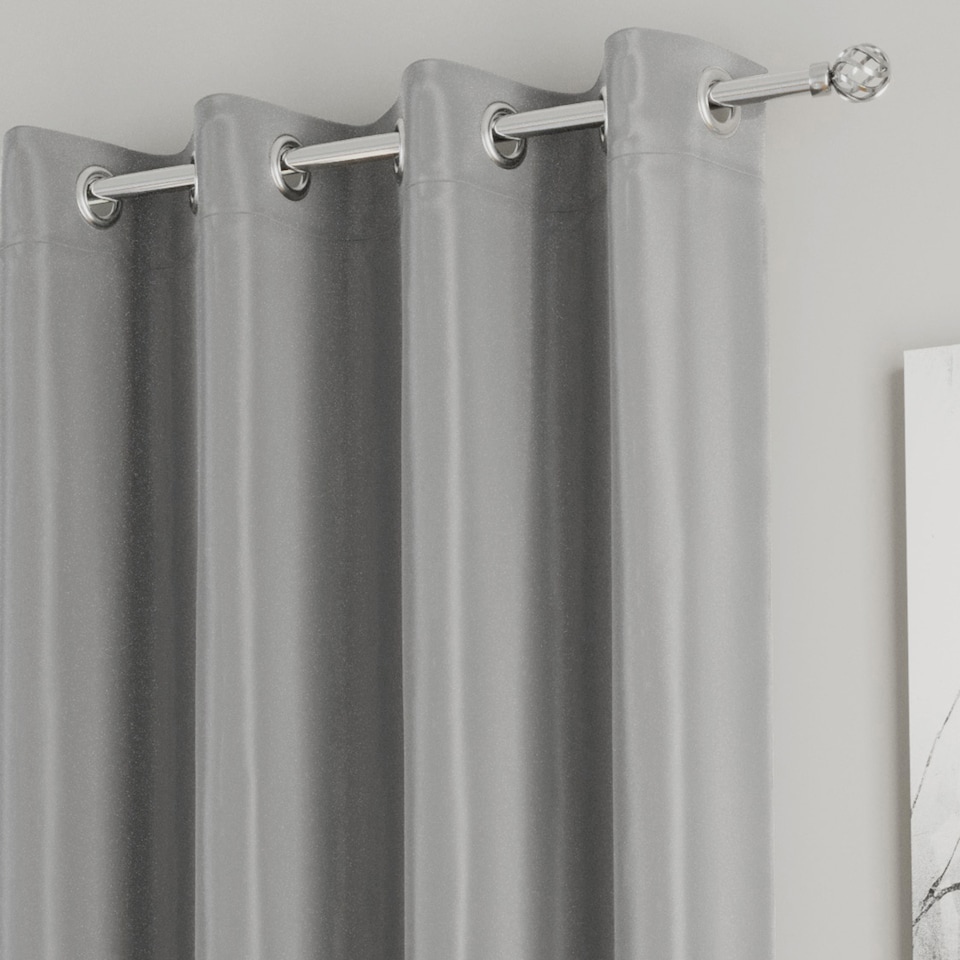 image 1 of Enhanced Living Nightfall Plain Supersoft Grey Thermal Blockout (SINGLE) Eyelet Door Curtain - 66 x 84 inch (168 x 214cm)