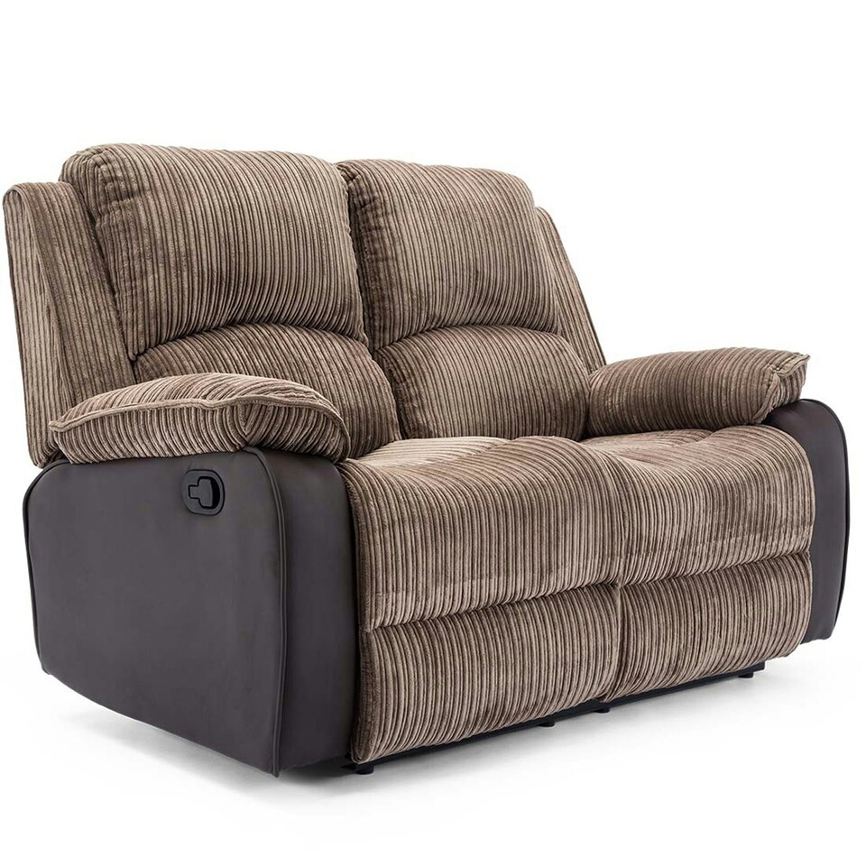 image 1 of Postana 2 Seater Manual High Back Jumbo Cord Fabric Recliner Sofa (Brown)