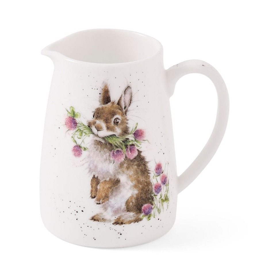 image 1 of Wrendale Designs Rabbit Posy Jug - 12 x 12 x 9 cm, Glossy White with Rabbit Motif
