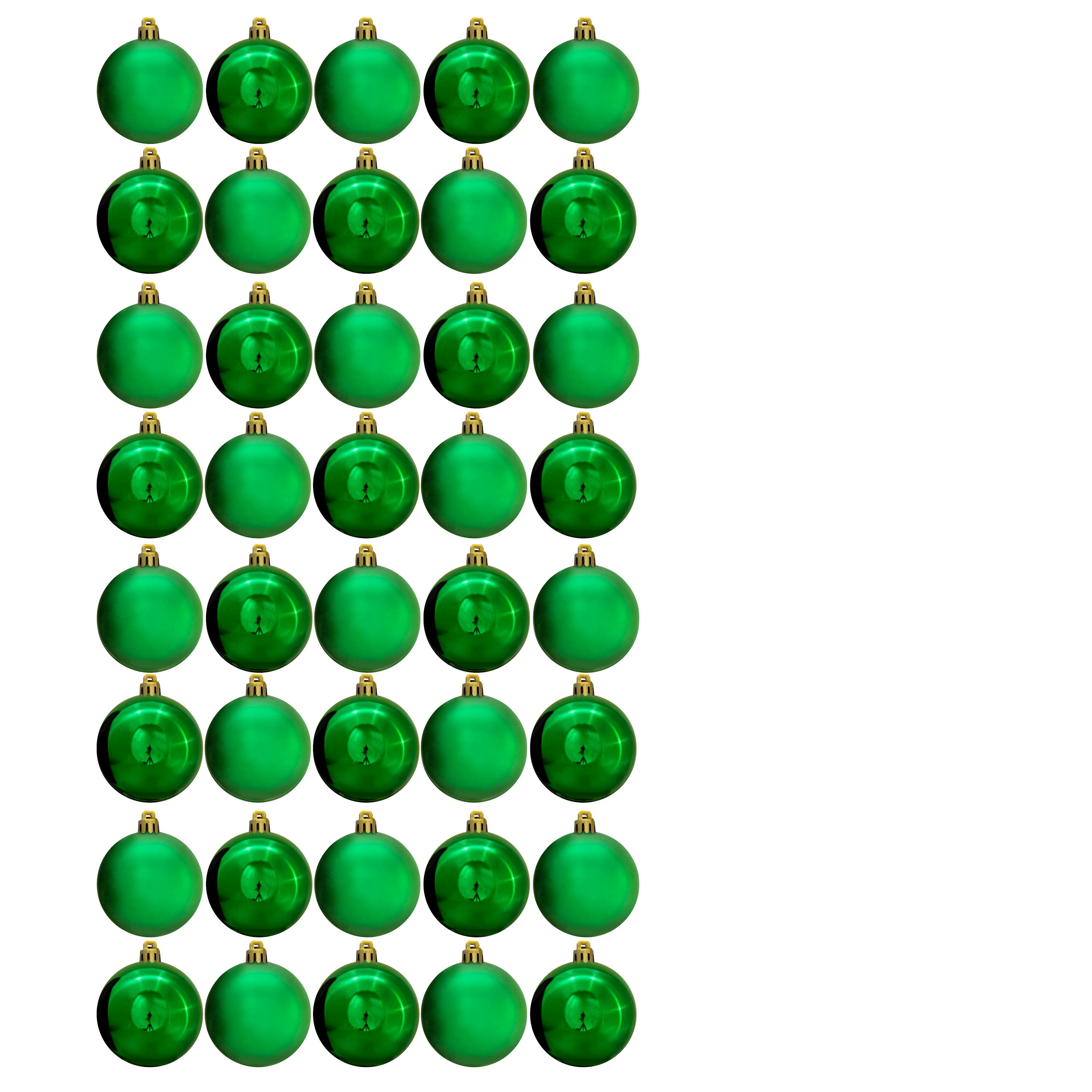 Christmas Tree World 6cm Bauble Set Shiny/Matt (40 pc) - Green