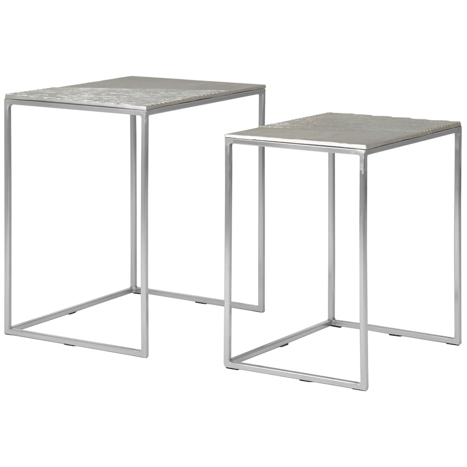 image 1 of Interiors by Premier Set of Two Rectangular Side Tables Silver
