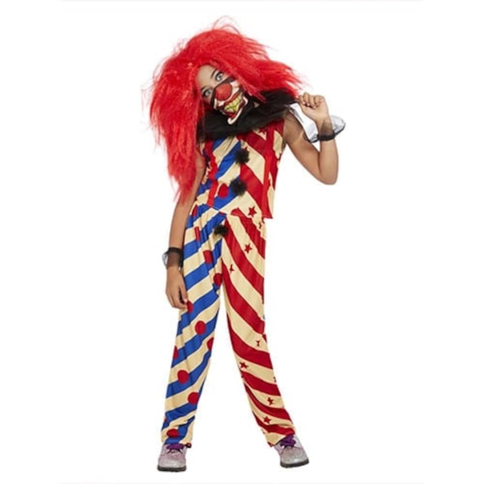 image 1 of Creepy Clown Fancy Dress Costume Kids Unisex Small - Age 4-6