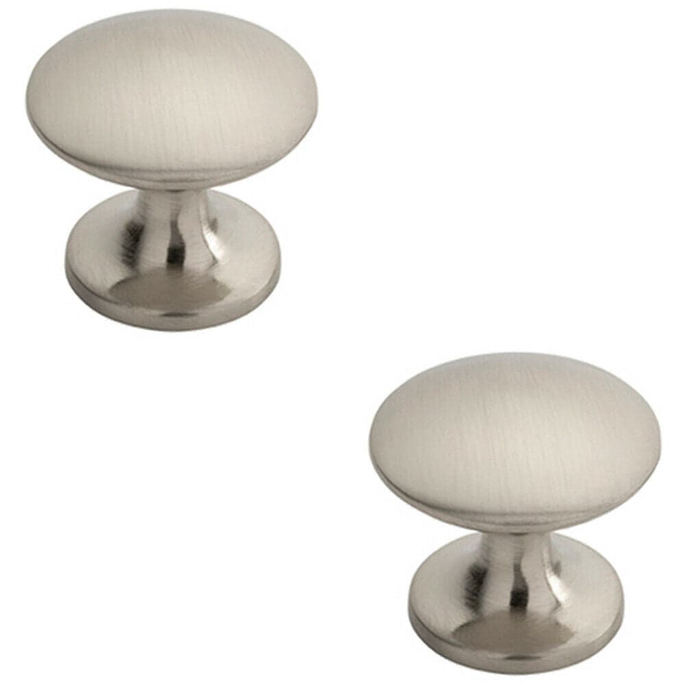 Loops 2x Fingertip Cabinet Door Knob 30mm Diameter Satin Nickel Cupboard Handle in Metallics