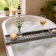 image 1 of Bamboo Bath Tray Bathtub Shelf Wine Soap Holder Rack Bath Caddy