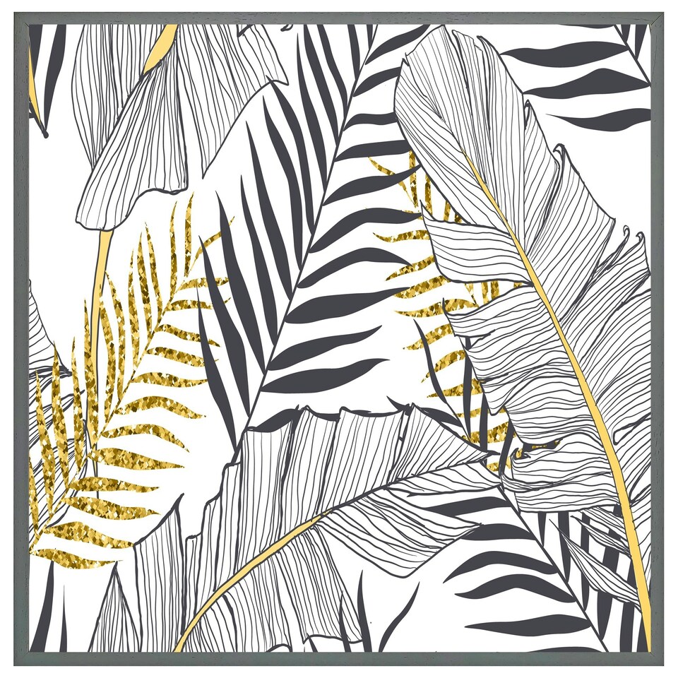 image 1 of Gold & black leaves (Picture Frame) Brown | L