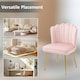 image 6 of HOMCOM Velvet-Feel Shell Accent Chair Home Bedroom Lounge Metal Legs Pink