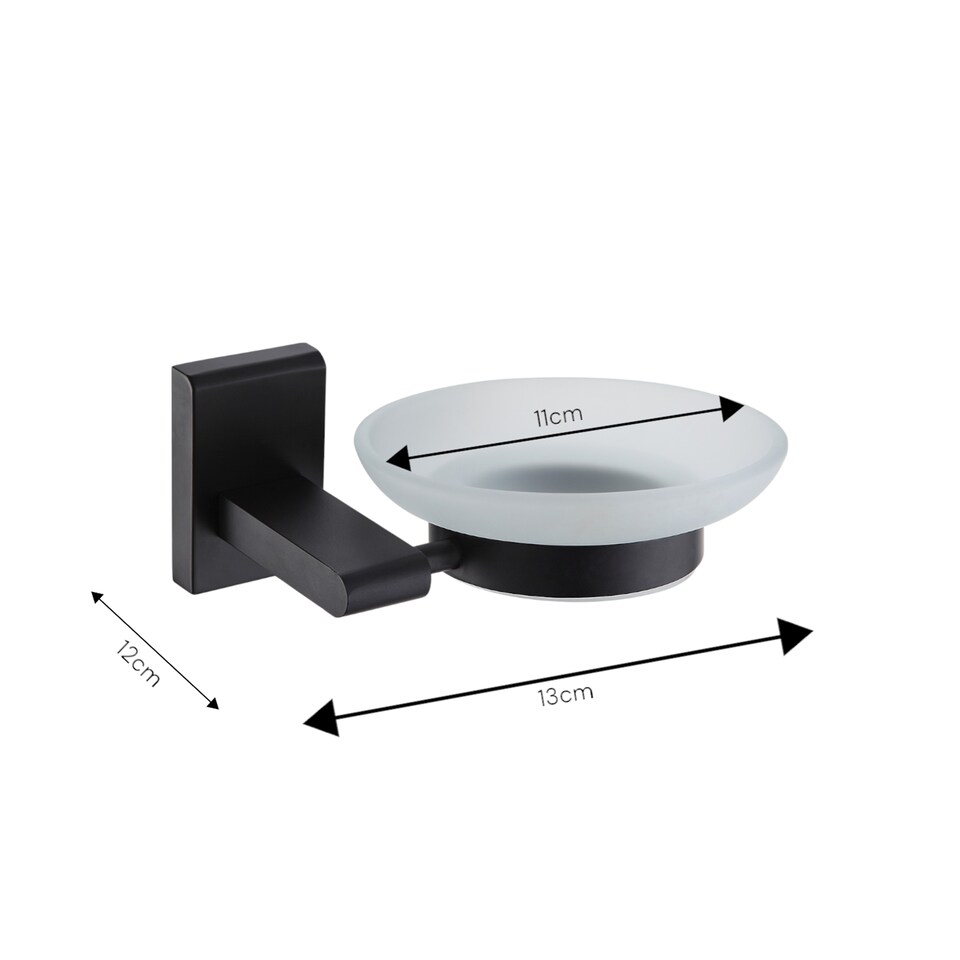 image 1 of Showerdrape Unity Black Stainless Steel Wall Mounted Frosted Glass Soap Dish | Multi | 1
