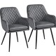 image 1 of Yaheetech Set of 2 Upholstered Dining Chairs with Velvet Fabric Grey | Light Grey