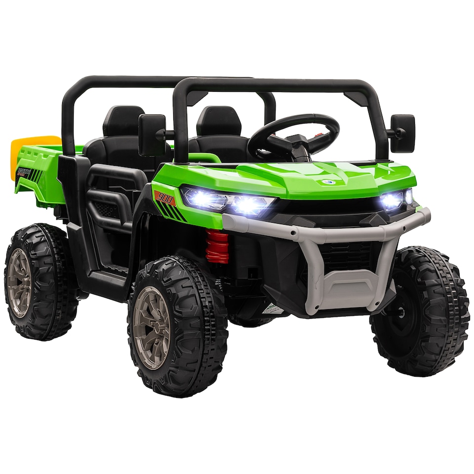 image 1 of HOMCOM Kids Ride on Car, Electric Car for Kids with Electric Bucket, 12V 2 Seater UTV with Shovel, Parental Remote, 4 Spring Suspension Wheels, Working Horn, Music - Green