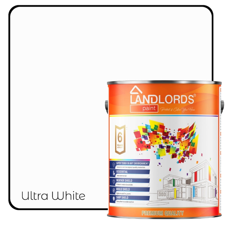 image 1 of Landlords Paint - Garden & Wood Paint - Best Weatherproof ALL Interior & Exterior Wood Protection - Ultra White - 20L