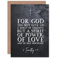 Timothy 1:7 Spirit Power Love Self Discipline Bible Verse Christian Card