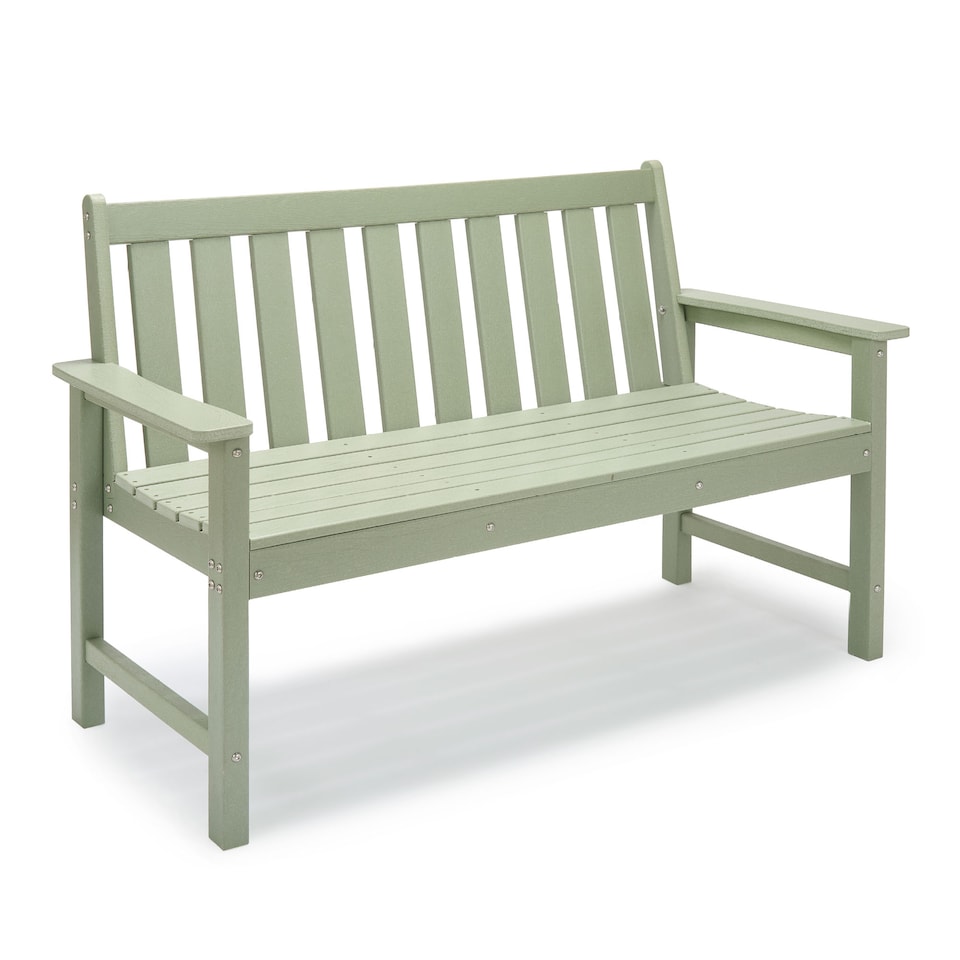 image 1 of Vonhaus Westport Sage Green Garden Bench 2 Seater HDPE