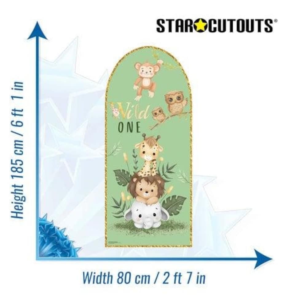 image 1 of Wild One Neutral Animals Single Backdrop Cardboard Cutout 185cm