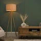 image 2 of ValueLights Barbro Wood Tripod Floor Light Lamp Natural Shade Cream