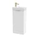 image 1 of White 400mm Floor Standing Vanity Unit with Brushed Brass Handle | White | Satin White | 1
