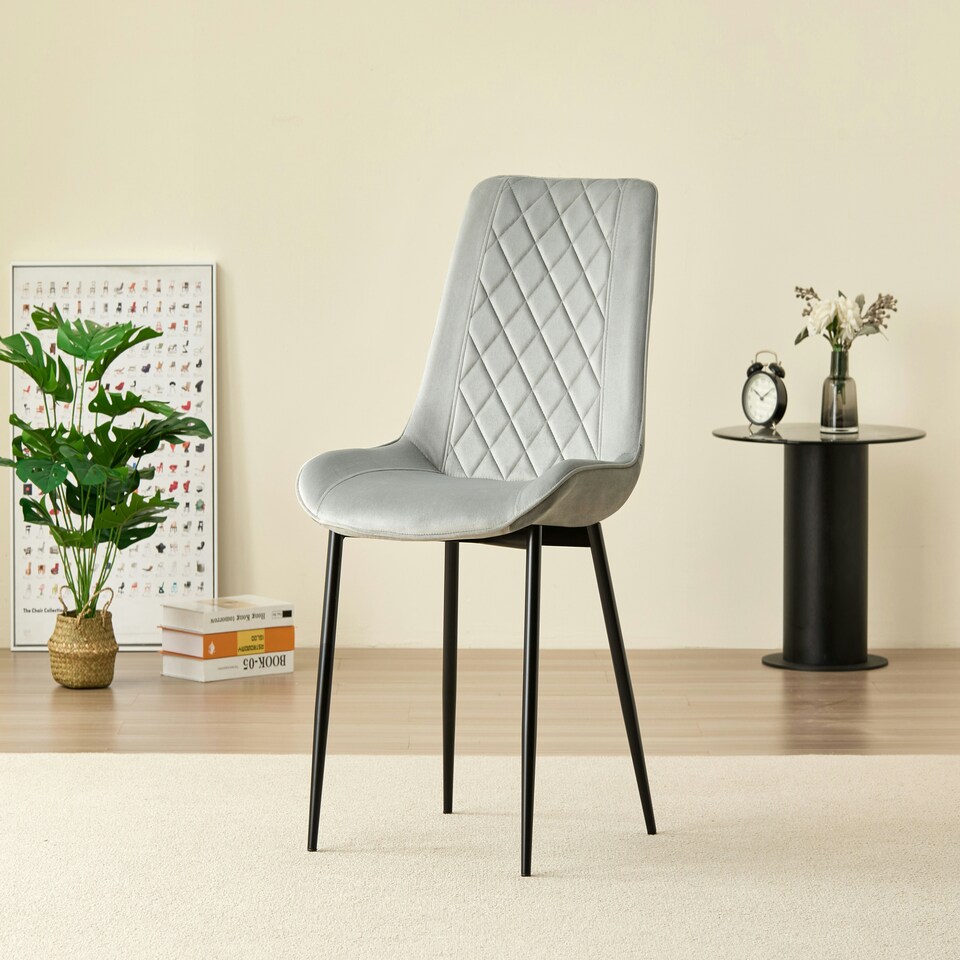image 1 of Seattle Dining Table with 4 Amelia Velvet Chairs Blue