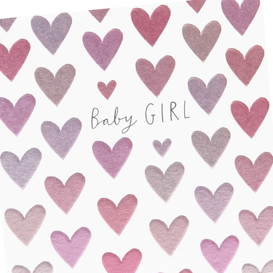 image 1 of Girl Birth Congratulations Card - Pink Hearts
