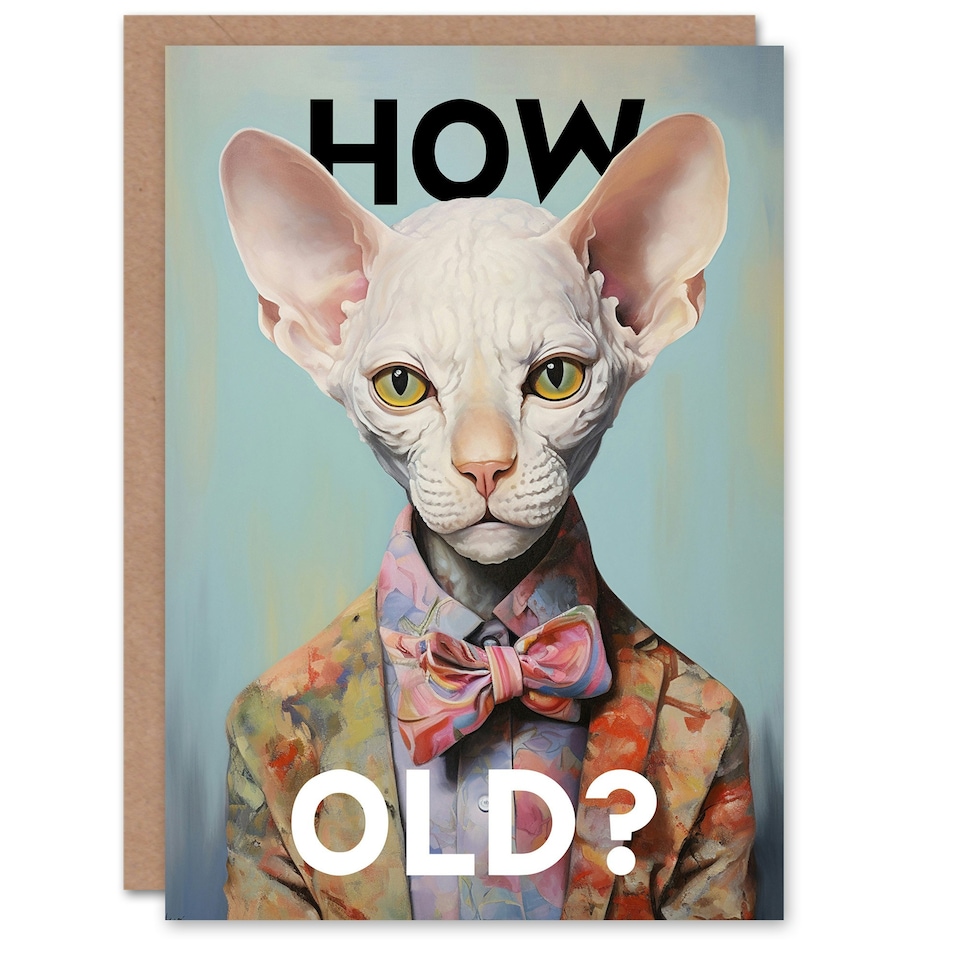 image 1 of Stylish Sphynx Cat How Old For Him Her Funny Birthday Card