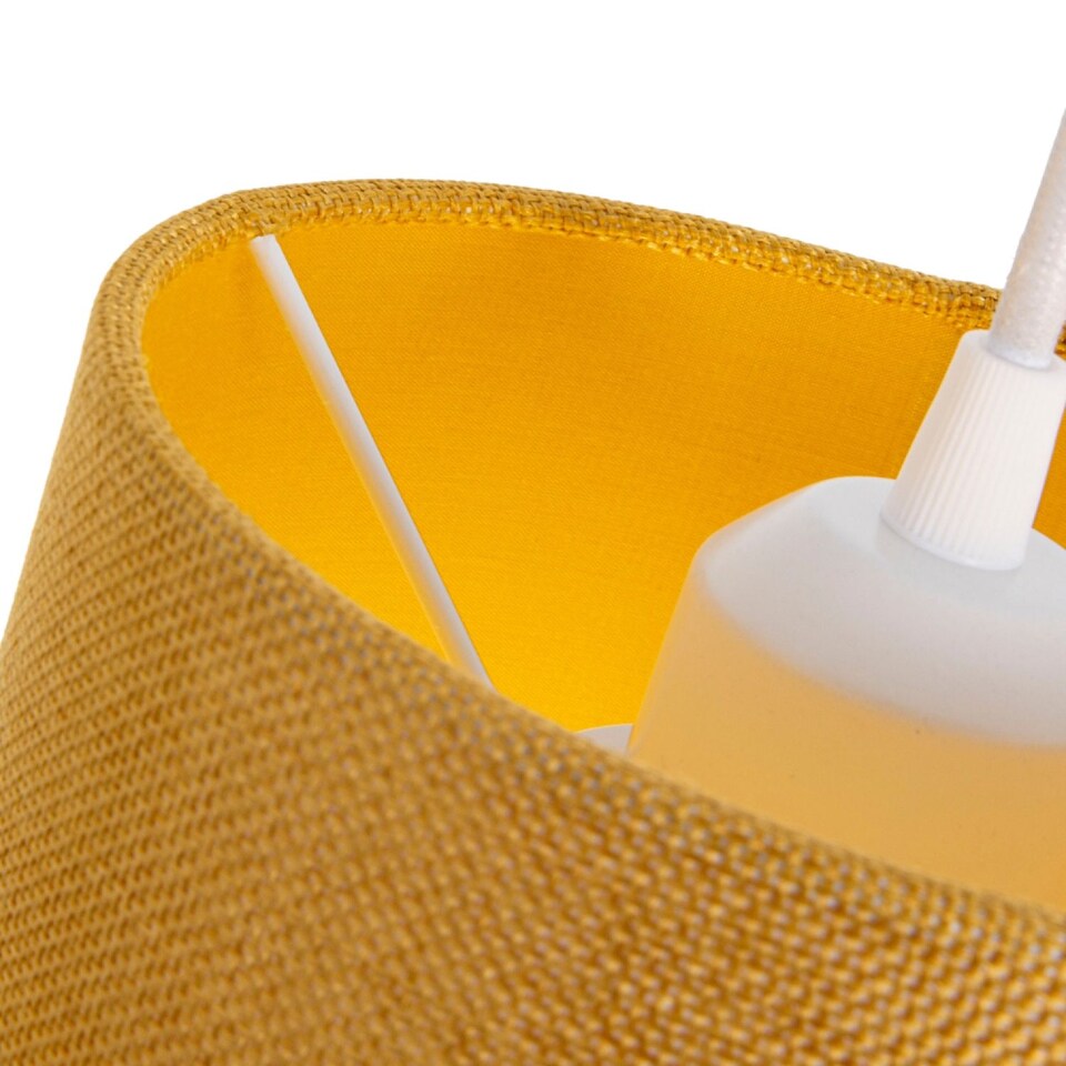 image 1 of Contemporary and Sleek Ochre Linen Fabric 6 inch Cylindrical Lamp Shade 60w Maximum