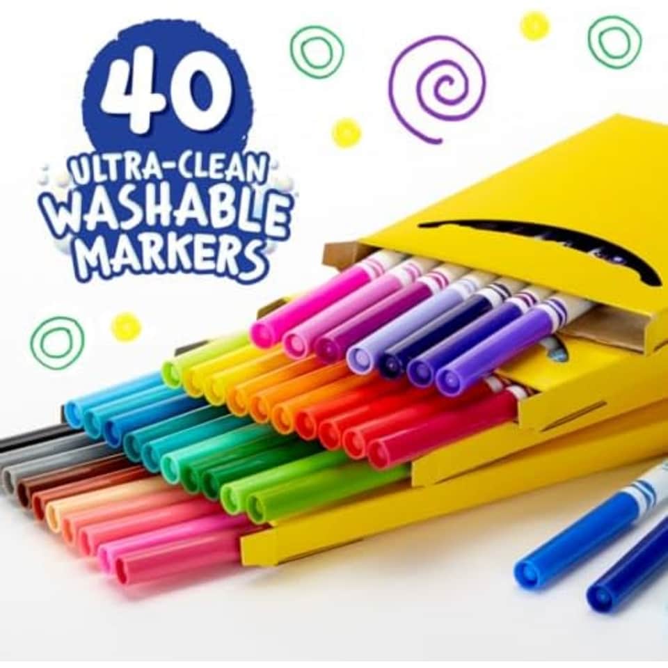 image 1 of Crayola Ultra Clean Fine Line Markers 40 Count