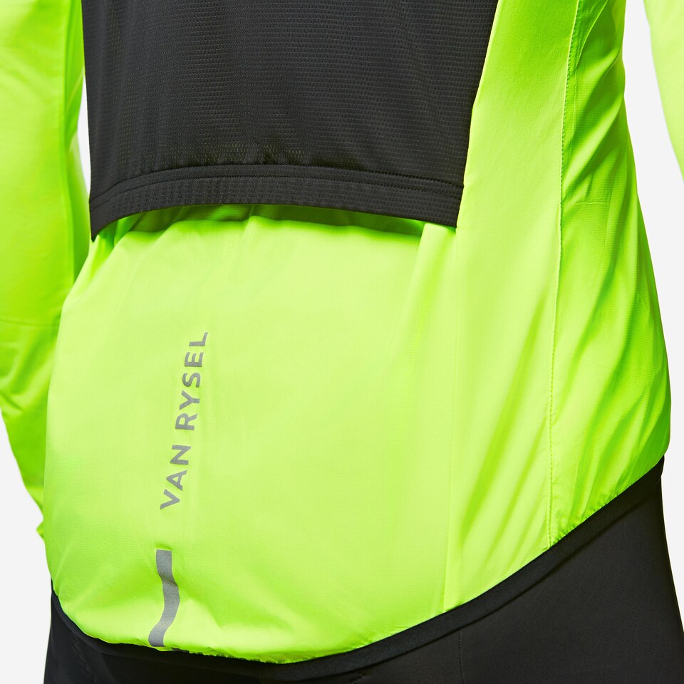 image 1 of Decathlon Men's Long-Sleeved Ultra-Light Road Cycling Windbreaker Racer - Yellow