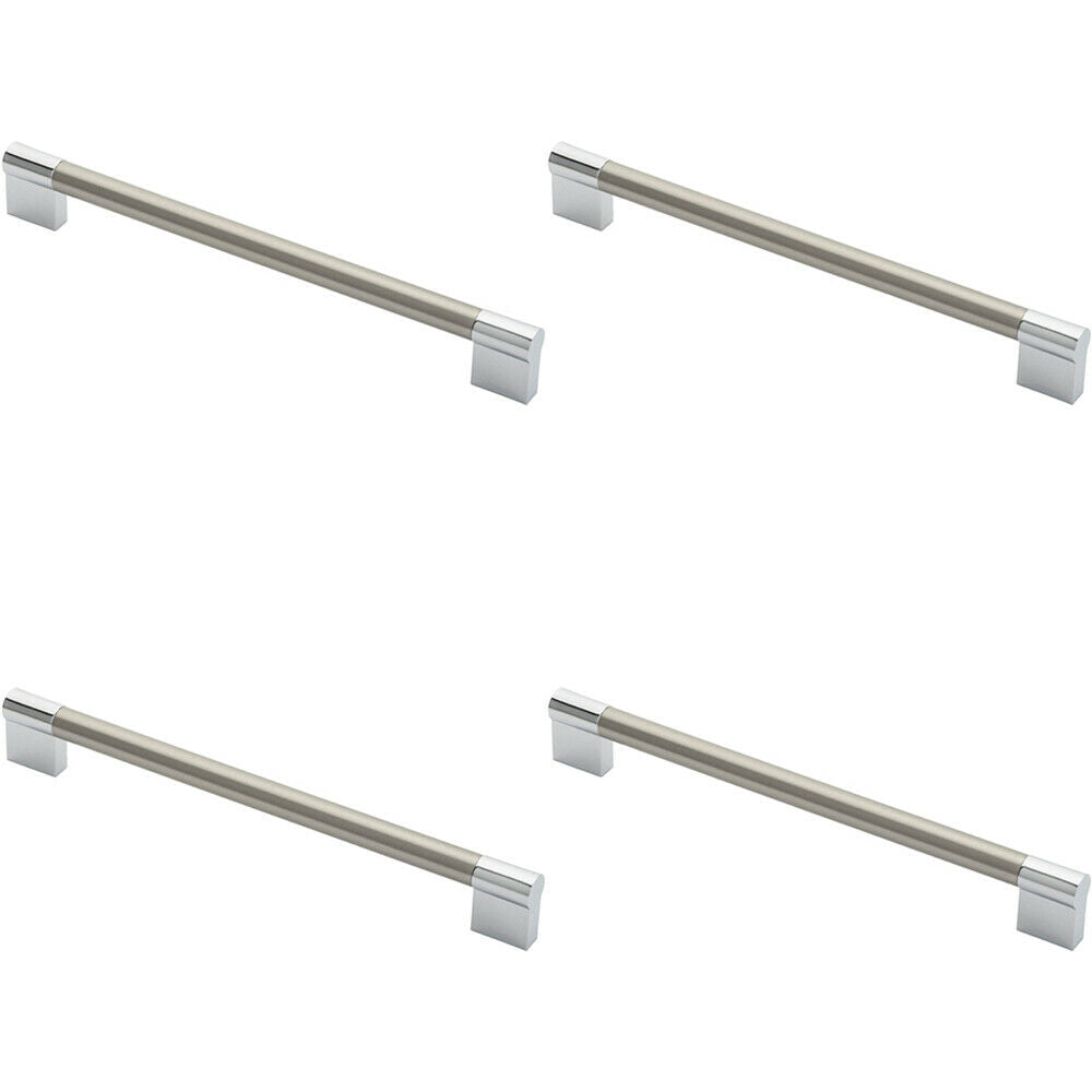 Loops 4x Keyhole Bar Pull Handle 236 x 14mm 224mm Fixing Centres Satin Nickel & Chrome in Metallics