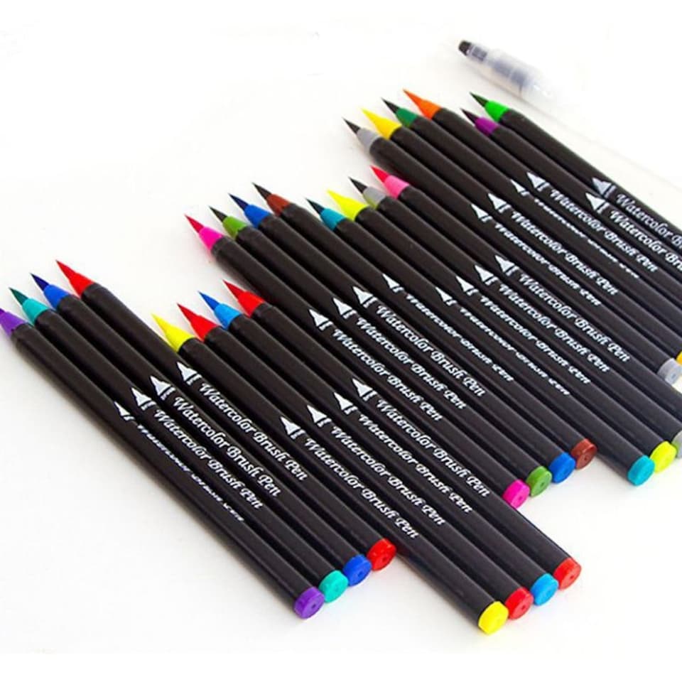image 1 of Pack of 20 Washable Water Colour Brush Tip Pens Multi