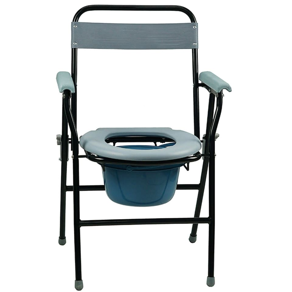 image 1 of Folding Steel Commode Toilet Chair Foldable Seat And Pan Portable disability aid