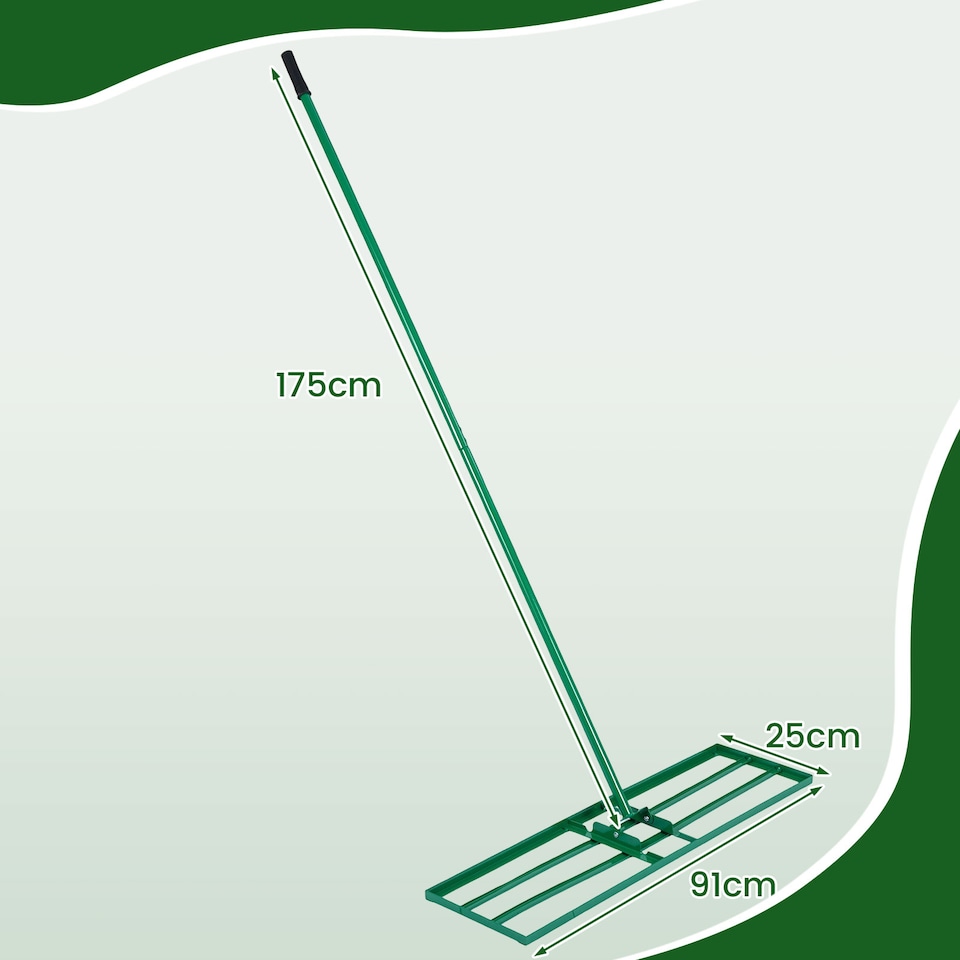 image 1 of COSTWAY 91 x 25 cm Lawn Leveling Rake Heavy-Duty Metal Levelawn Tool Green