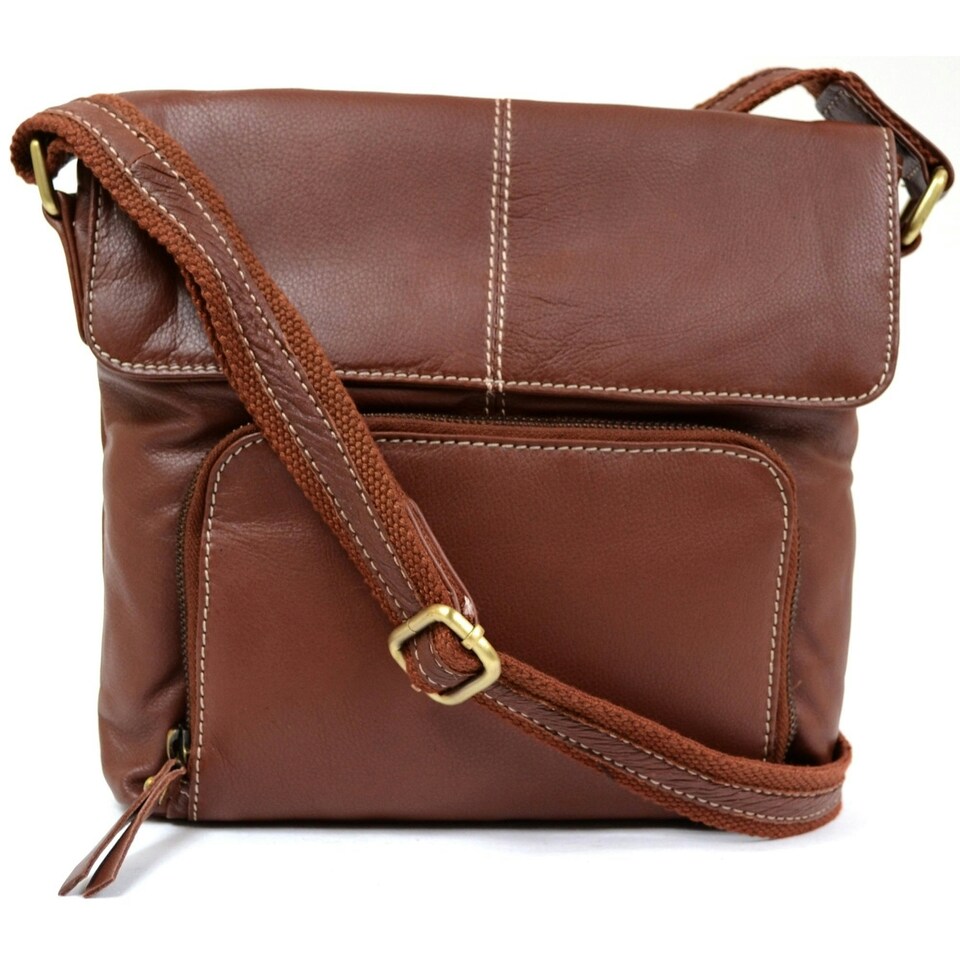 image 1 of Soft Leather Shoulder / Cross Body Bag Brown | Tan