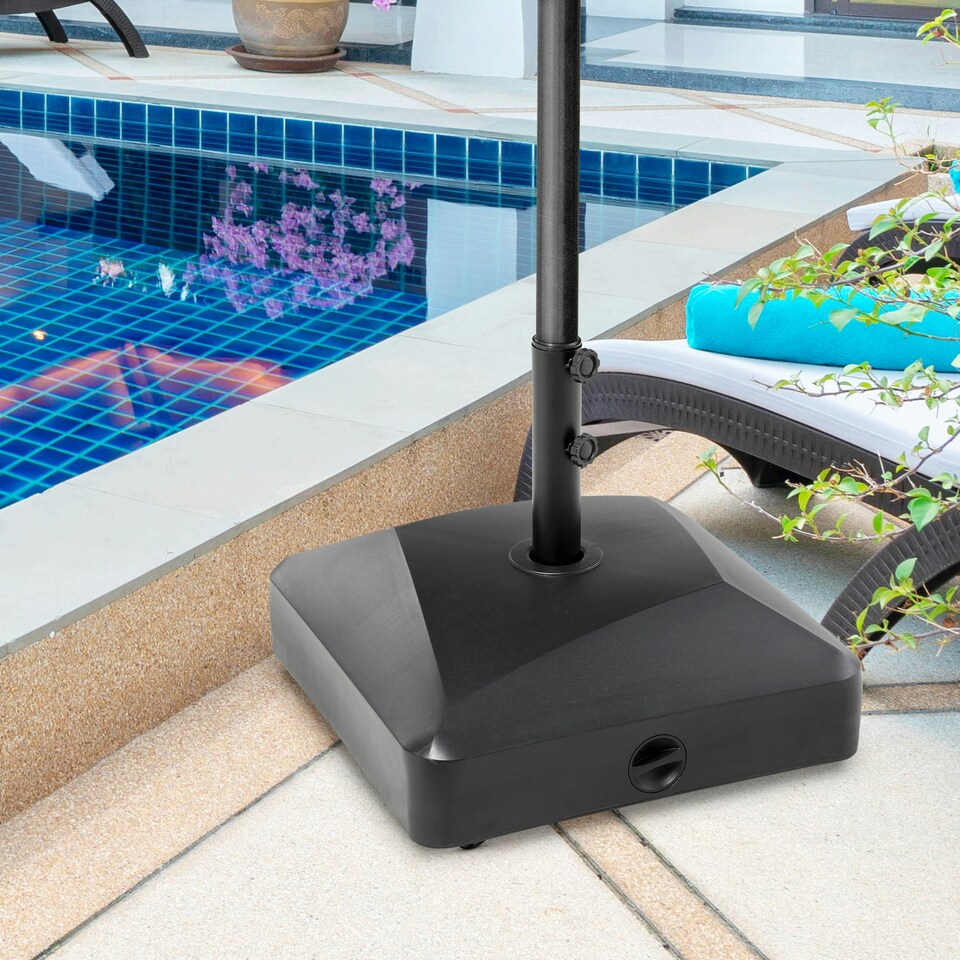 image 1 of Outsunny Garden Parasol Base 43kg Water or 60kg Sand Filled with Wheels