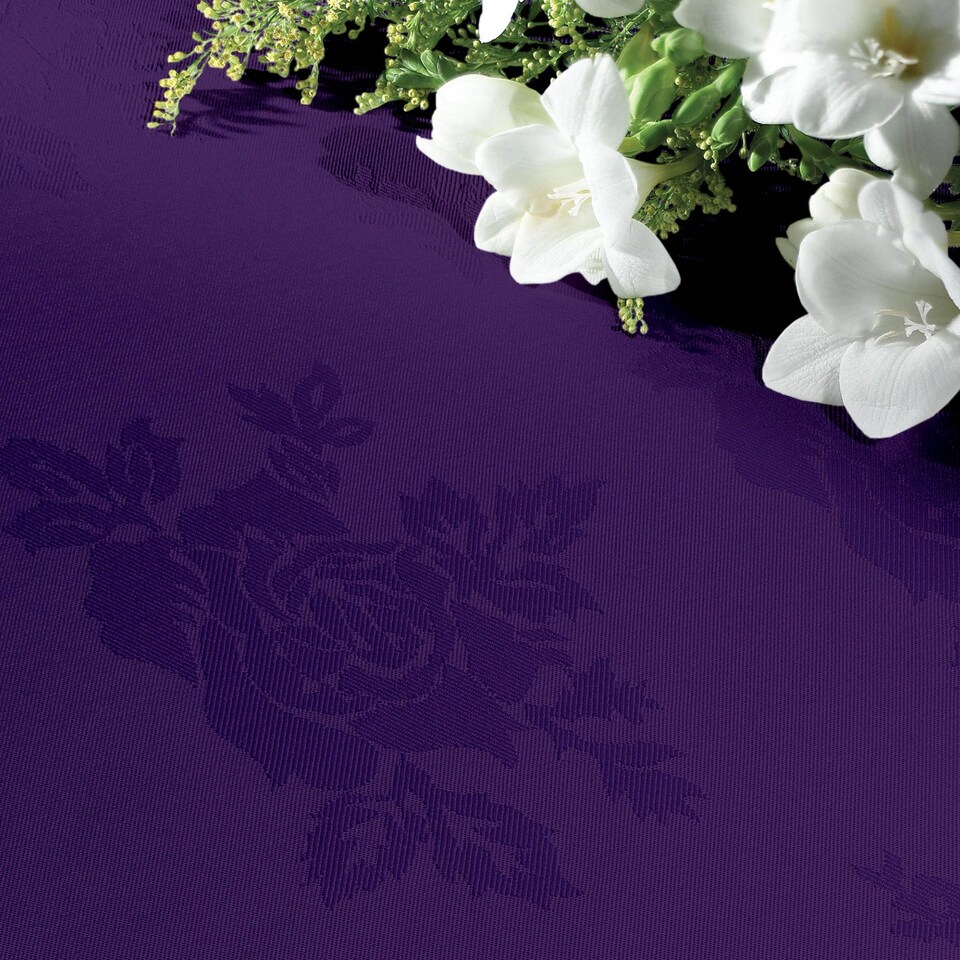 image 1 of Polyester Rose Design Coloured Napkin - 56 x 56cm | Purple | Purple | One Size