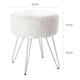 image 5 of Living and Home Round Fuzzy Vanity Stool - White