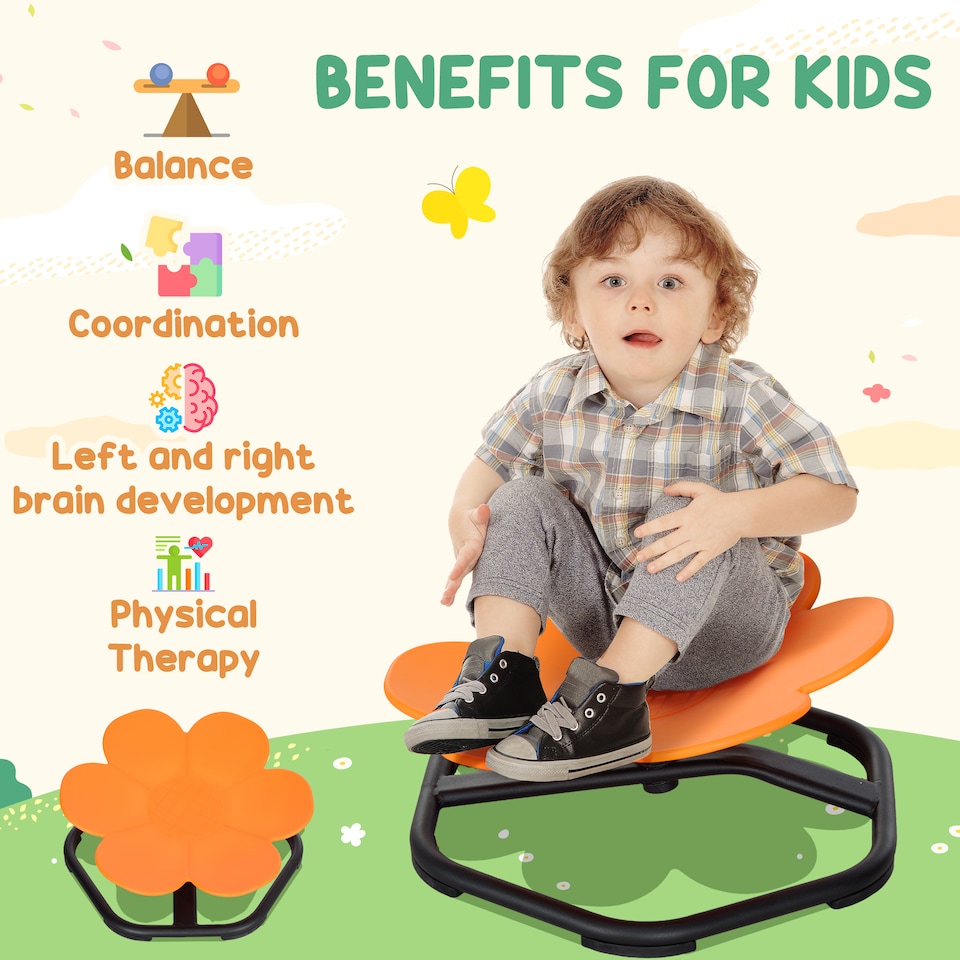 image 1 of AIYAPLAY Sensory Spinning Chair for Kids, for Balance, Coordination, Orange