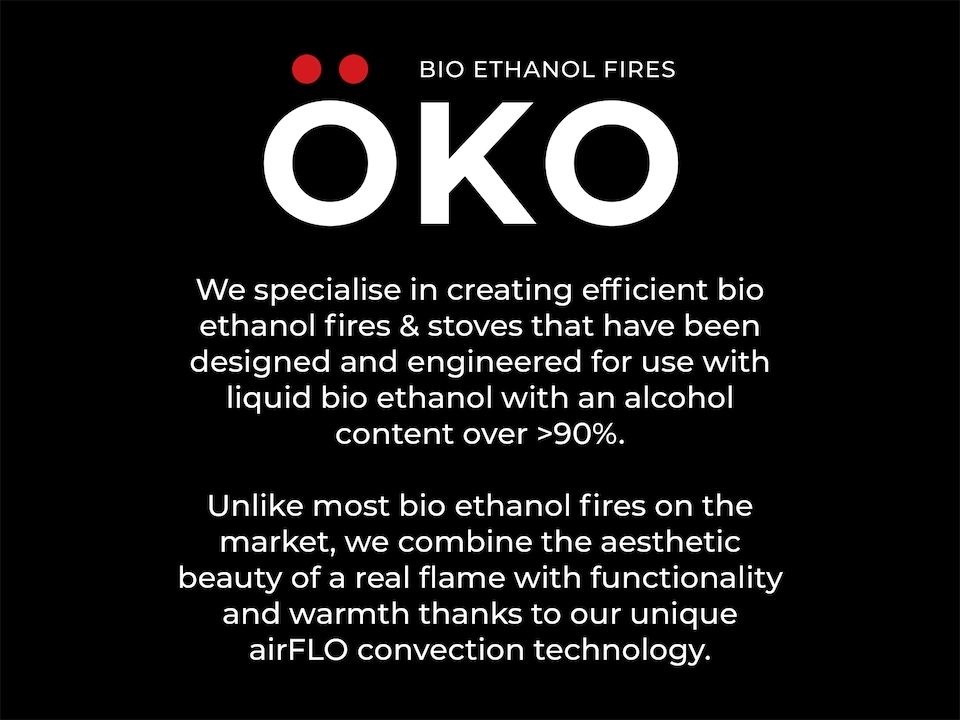 image 1 of OKO S2 Bio Ethanol Stove in Charcoal Grey with Angled Stove Pipe