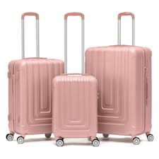 Flight Knight Premium Lightweight Suitcase - Built-in Side Lock with USB Port - 8 Spinner Wheels - Hard Shell Carry On Or Check in Luggage 100 Airlines Approved Pink | Rose Gold | Large