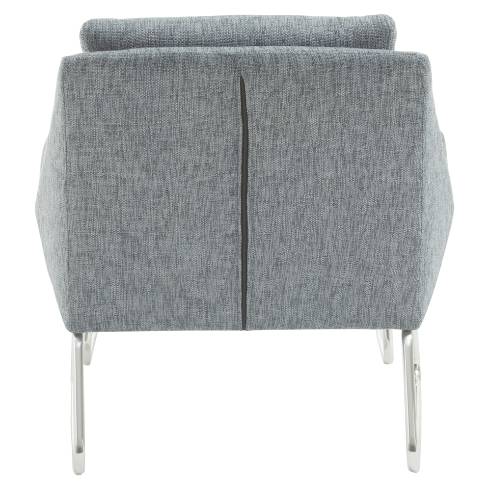 image 1 of Interiors by Premier Grey Fabric Chair with Foot Stool Ottoman, Steel Frame Highback Accent Chair for Office, Lounge, Living Room