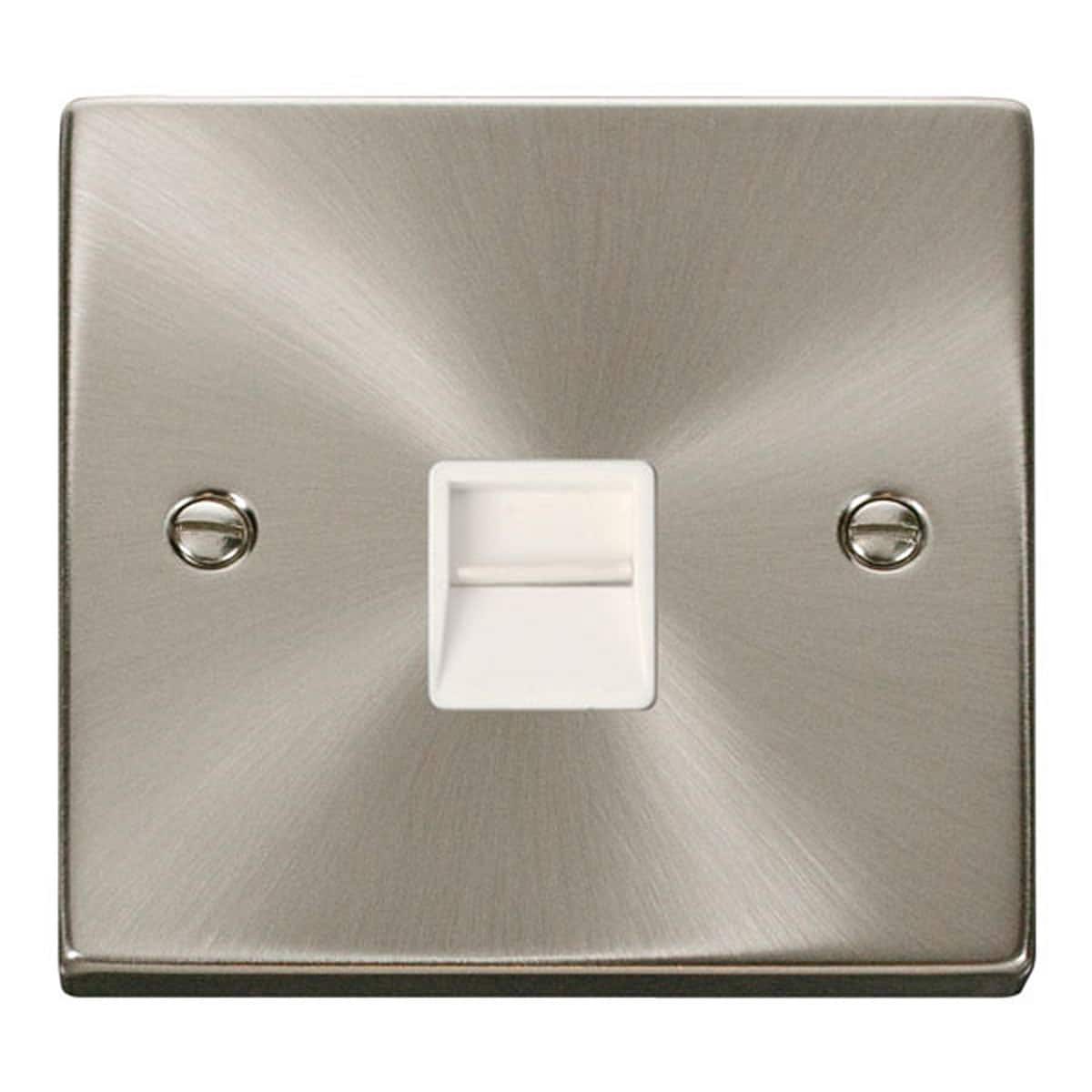 SE Home Satin / Brushed Chrome Master Telephone Single Socket in Metallic Silver