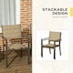 image 8 of Outsunny 2 PCs Dining Chairs, Stackable Design Aluminium Outdoor Armchairs Khaki